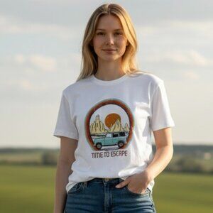 Ana Cabana California Women Graphic T-shirt "Time To Escape" Size Medium